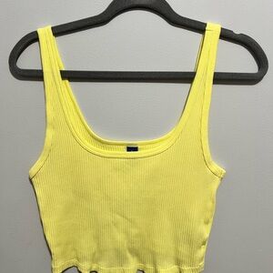Yellow Cropped Ribbed Tank Top